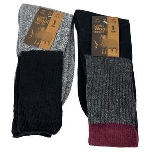 Lamb's‎ Wool Blend Socks NEW Men's US 10-13 Lot of 2 Gray Black Calf Length 1396